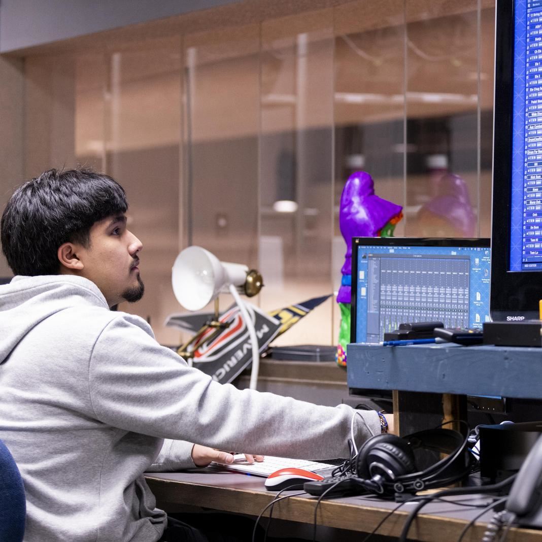  A student works at a computer